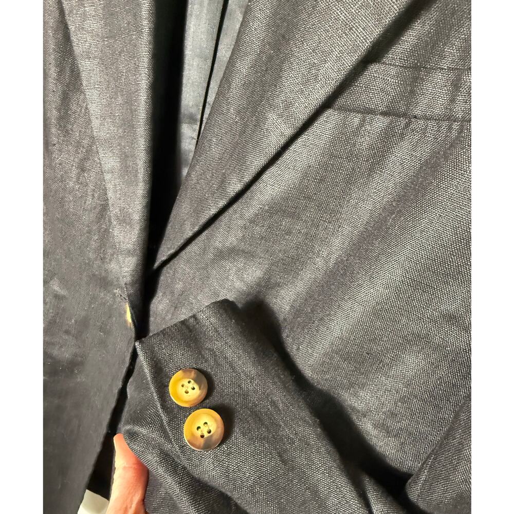 Vtg 90s Casual Corner 12P Black 100% Linen Lined One Button Longline Blazer EUC - Picture 5 of 7